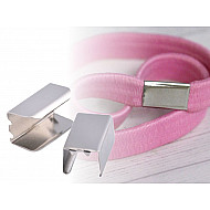 Conector / Capăt cordon pentru sireturi, corzi, snururi, elastice, latime 8 mm (pachet 20 buc.) - nichel