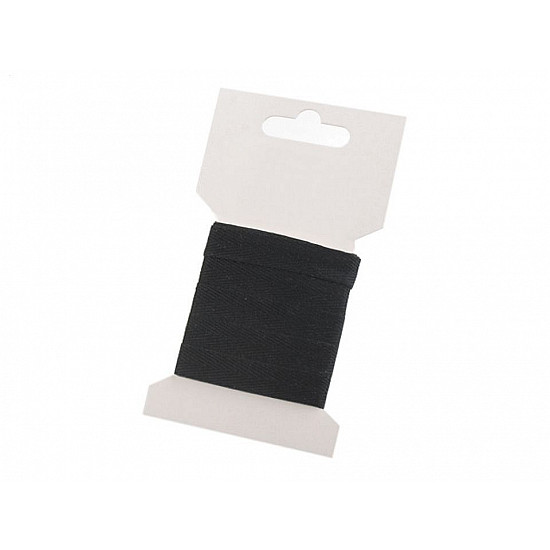 Bandă bumbac Herringbone, lățime 10 mm (card 3 m) - negru