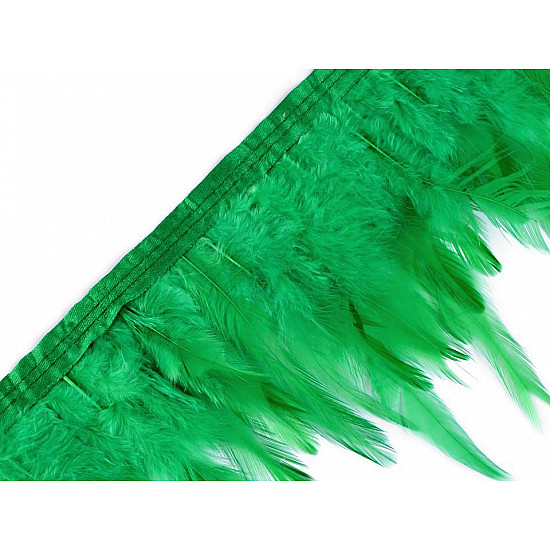 Bandă din pene de cocoș la metru, lățime 12 cm - verde irlandez