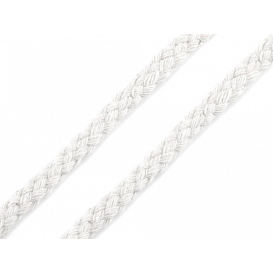 Șnur din bumbac, Ø5 mm (card 10 m) - alb
