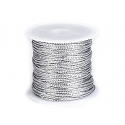 Şnur plat lurex / Șnur plat lame, lățime 1,1 mm (rola 50 m) - argintiu