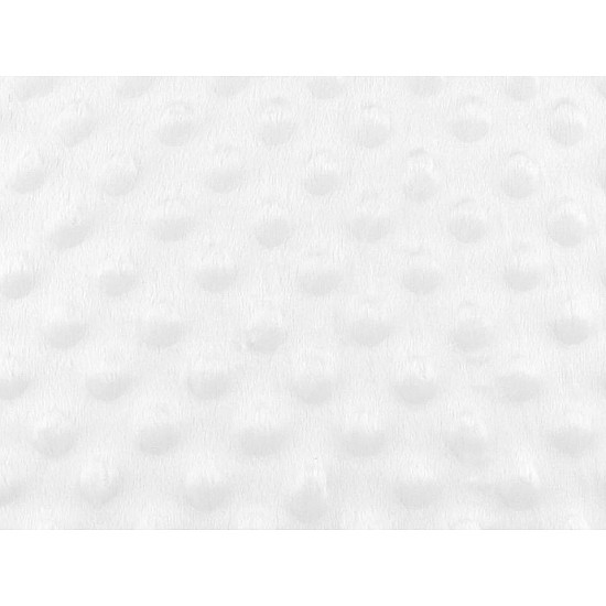 Pluș Minky cu buline 3D, 215 g/m², la metru - alb