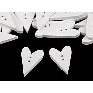 Nasturi decorativi din lemn, model inimă, alb, 10 buc.