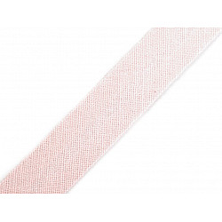 Bandă bias din bumbac, lățime 14 mm (card 25 m) - roz foarte deschis
