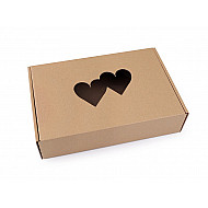 Cutie carton cu fereastră - inimă maro natural