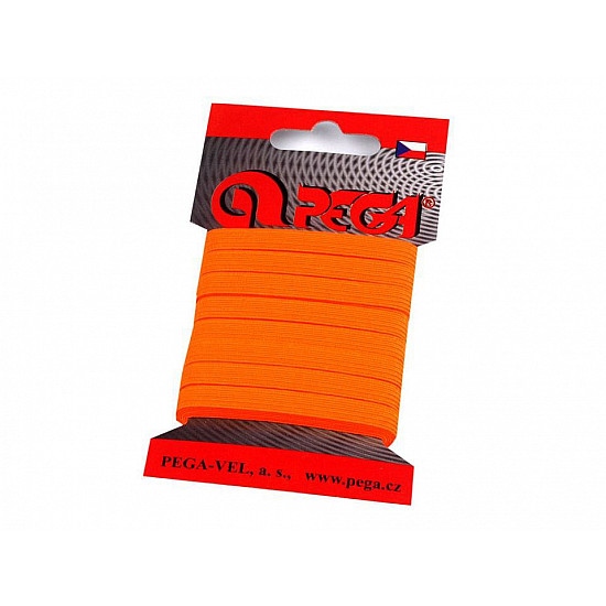 Elastic lat simplu, lățime 7 mm (card 5 m) - portocaliu - neon