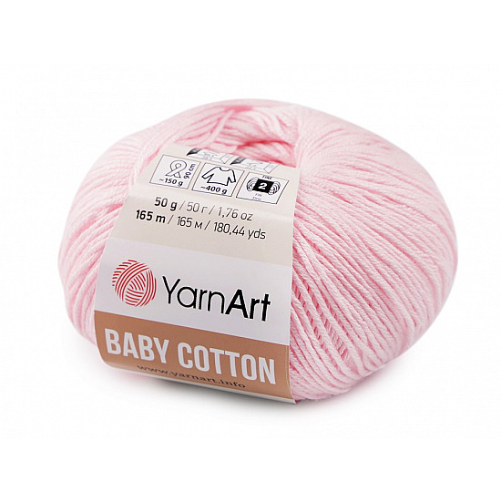 Fir de tricotat Baby Cotton, 50 g - roz deschis