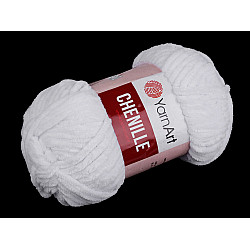 Fir de tricotat plușat Chenille, 100 g, alb