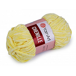 Fir de tricotat plușat Chenille, 100 g, galben deschis