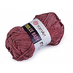Fir de tricotat plușat Dolce Baby 50 g, roz vintage