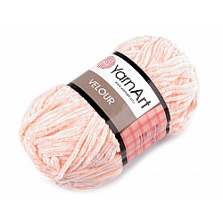 Fir de tricotat plușat Velour, 100 g, roz caisă