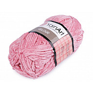 Fir de tricotat plușat Velour, 100 g, roz mediu