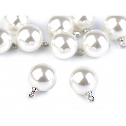 Perle cu buclă, Ø11 mm, alb, 5 buc.