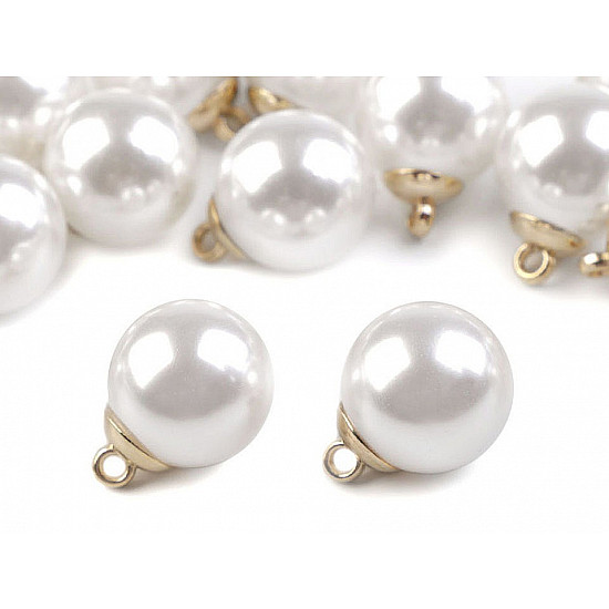 Perle cu buclă, Ø20 mm, alb, 5 buc.