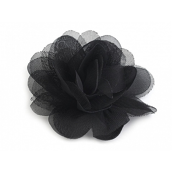 Flori din șifon, Ø8 cm, negru, 4 buc.