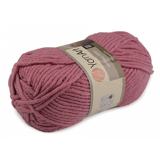 Fir de tricotat Merino bulky, 100 g - roz vintage