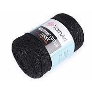 Fir de tricotat / croșetat Macrame Cotton cu lurex, 250 g - negru