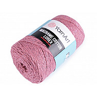 Fir de tricotat / croșetat Macrame Cotton cu lurex, 250 g - roz vintage