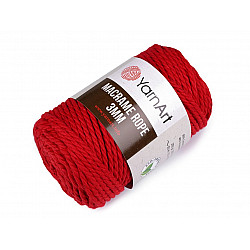 Fir de tricotat / croșetat Macrame Rope, 3 mm, 250 g - roșu